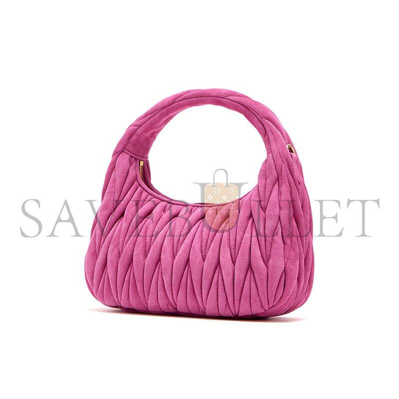 MIU MIU WANDER MATELASSÉ SMALL SUEDE BAG 5BC125 (20*17*6cm)